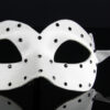 Eye Mask - White Satin with Black Crystals